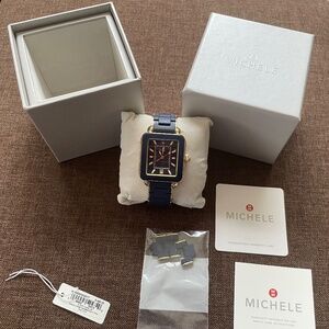 Michele Deco Sport Deep Blue Dial Gold Watch